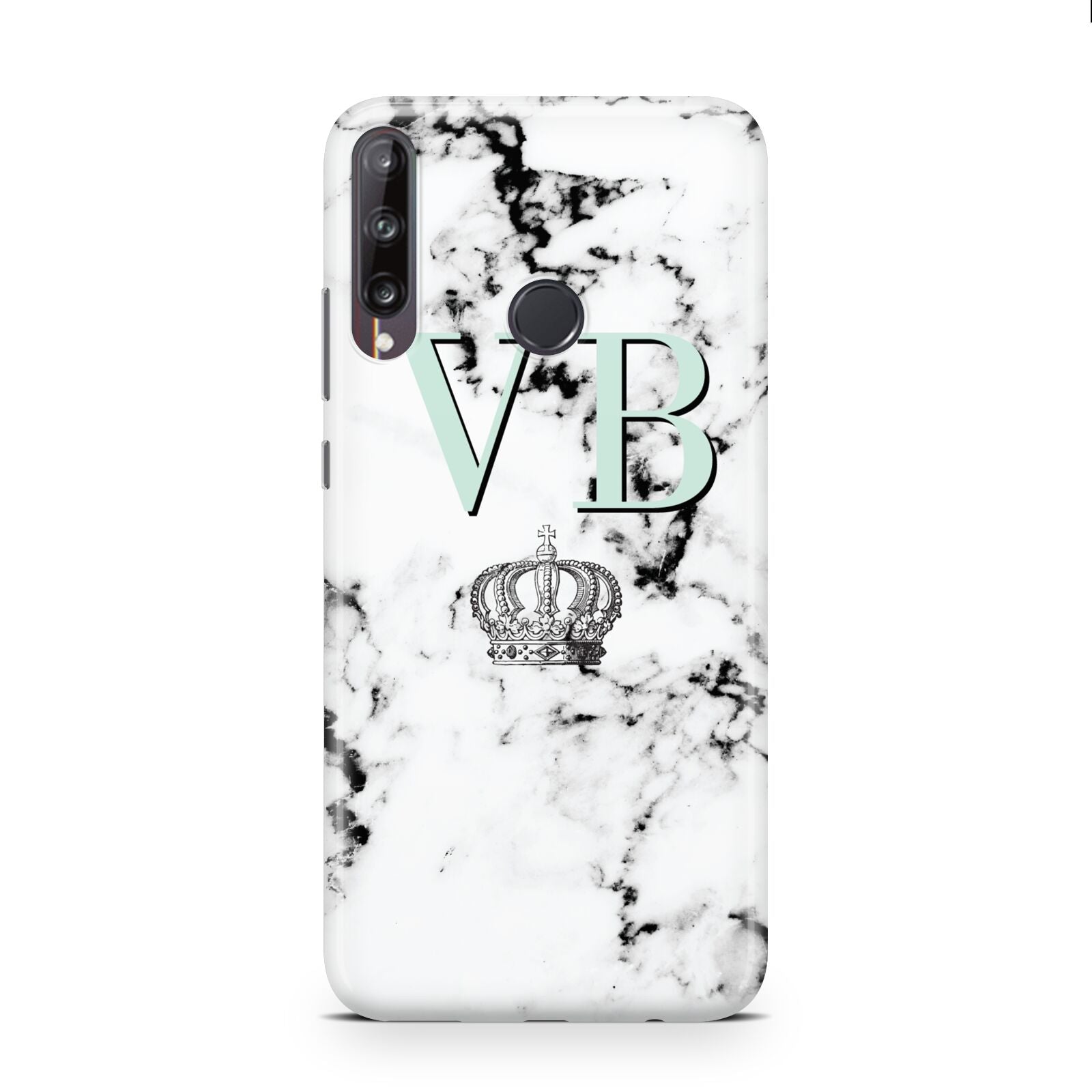 Personalised Mint Crown Initials Marble Huawei P40 Lite E Phone Case