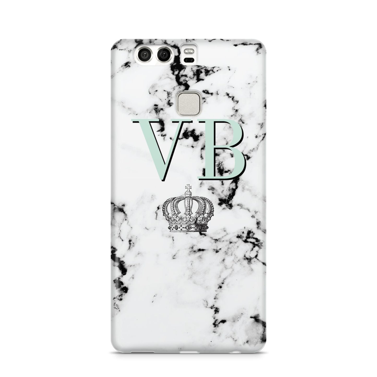 Personalised Mint Crown Initials Marble Huawei P9 Case