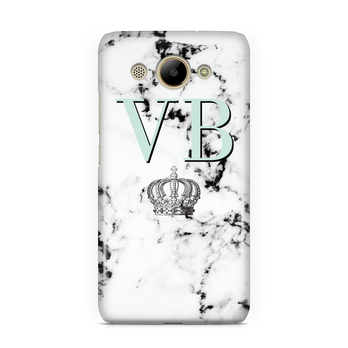 Personalised Mint Crown Initials Marble Huawei Y3 2017