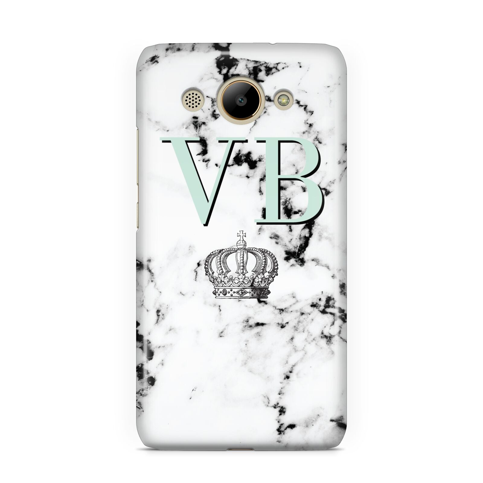 Personalised Mint Crown Initials Marble Huawei Y3 2017