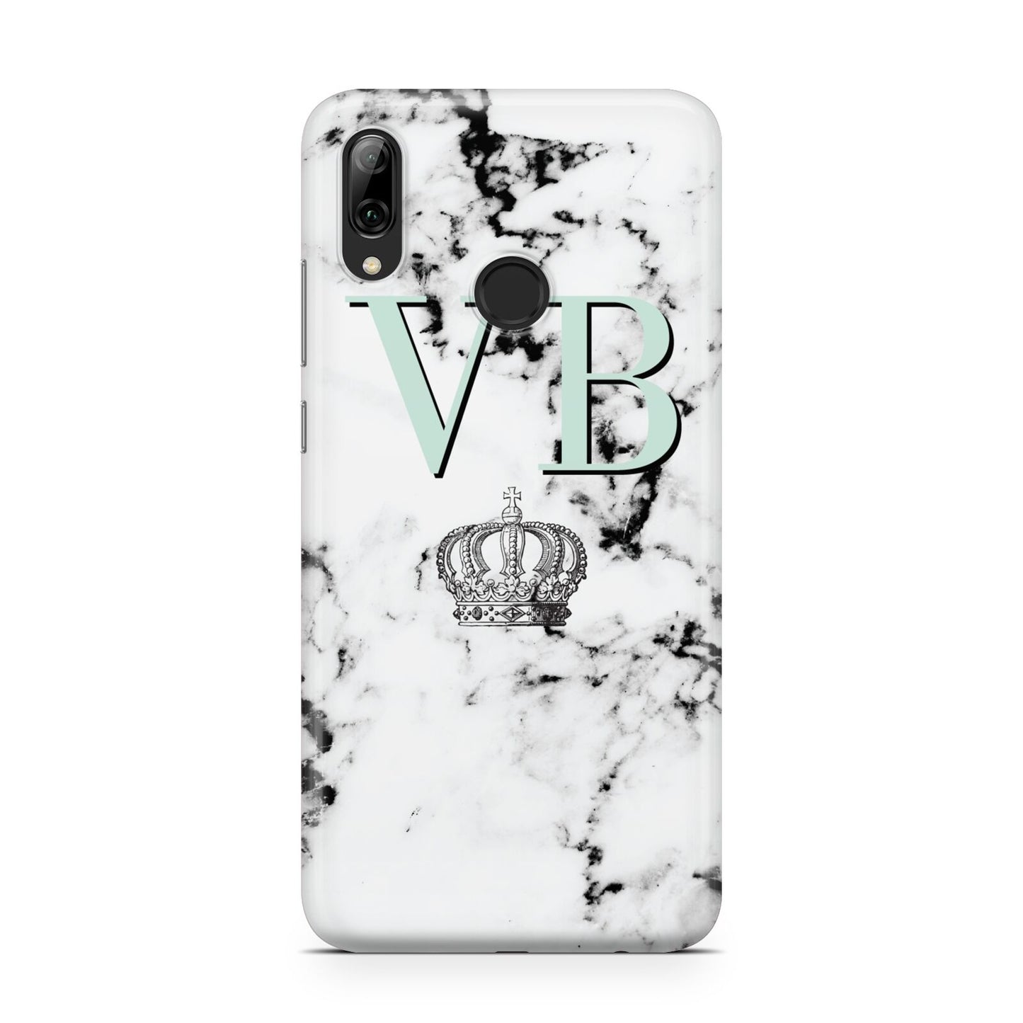 Personalised Mint Crown Initials Marble Huawei Y7 2019