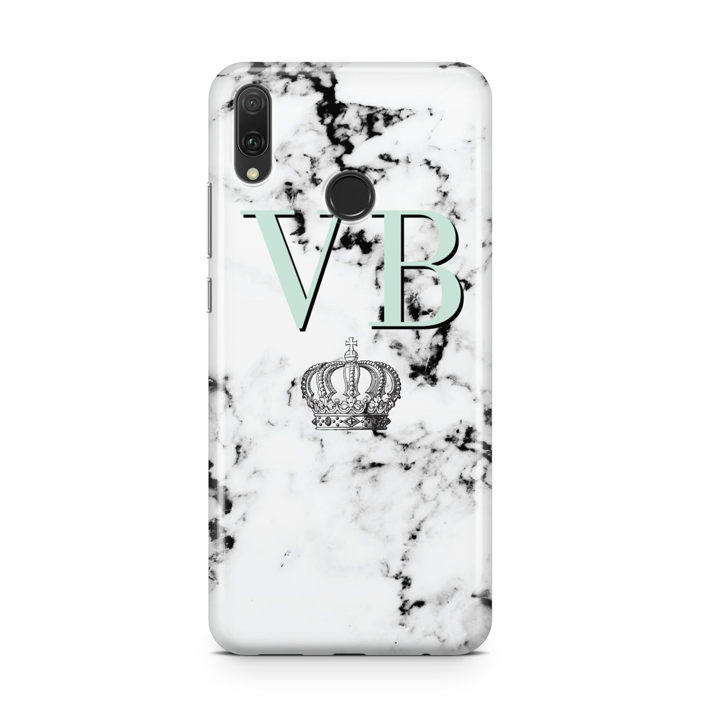Personalised Mint Crown Initials Marble Huawei Y9 2019