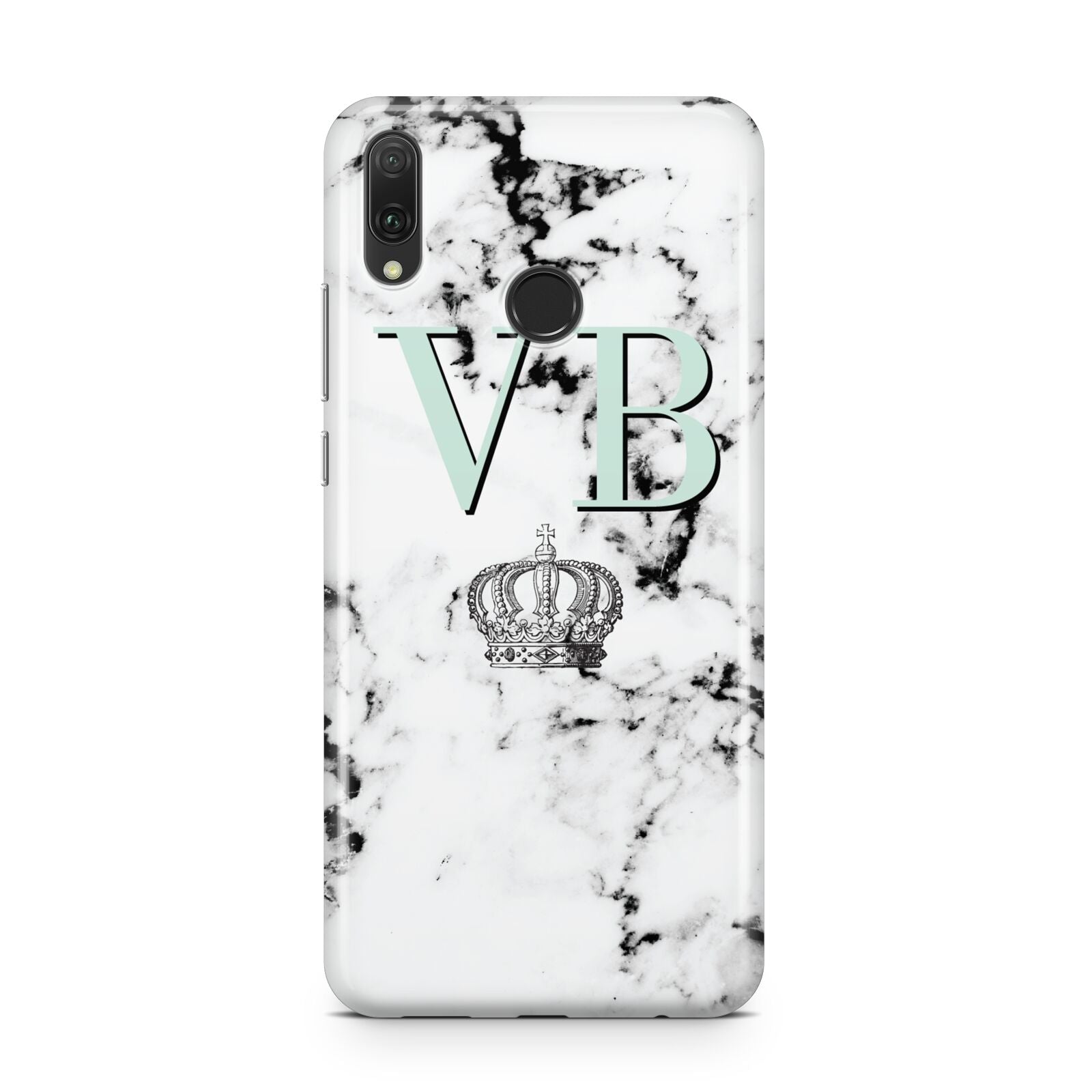 Personalised Mint Crown Initials Marble Huawei Y9 2019