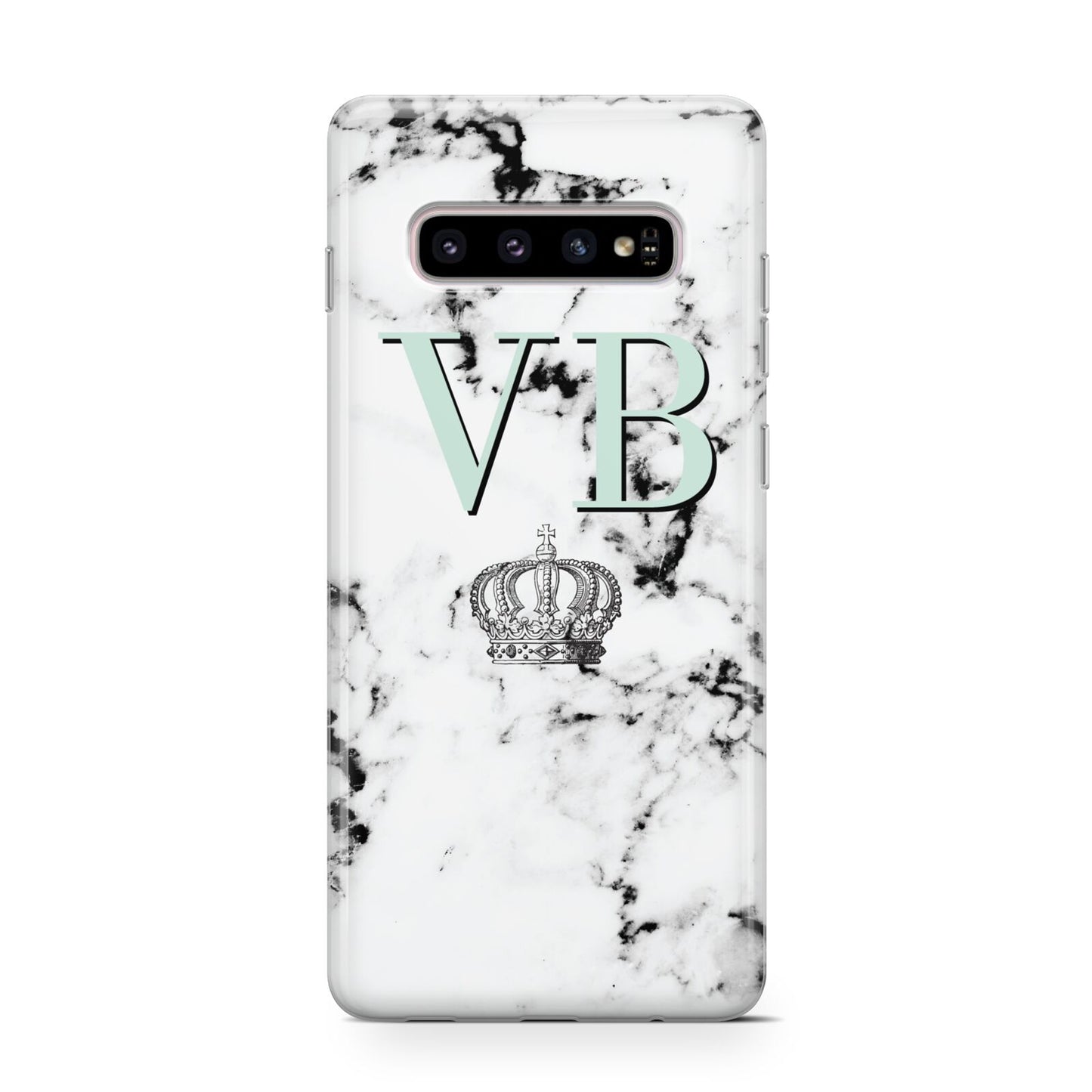 Personalised Mint Crown Initials Marble Protective Samsung Galaxy Case