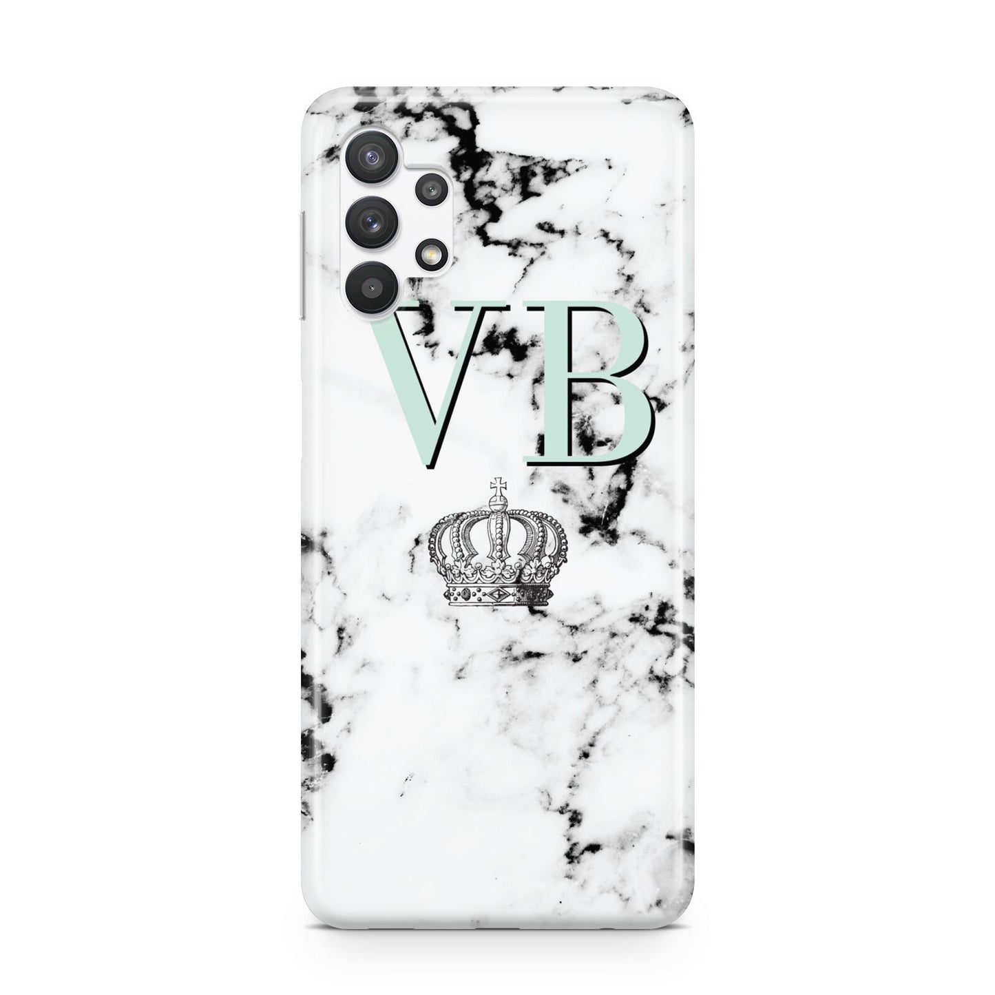 Personalised Mint Crown Initials Marble Samsung A32 5G Case