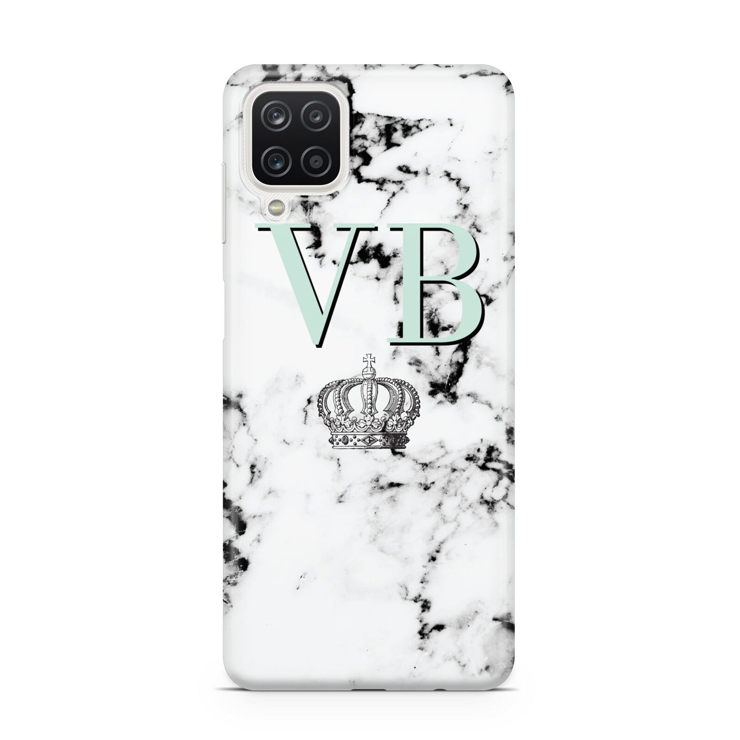 Personalised Mint Crown Initials Marble Samsung M12 Case