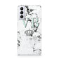 Personalised Mint Crown Initials Marble Samsung S21 Plus Case