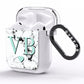 Personalised Mint Initialled Marble Heart AirPods Clear Case Side Image