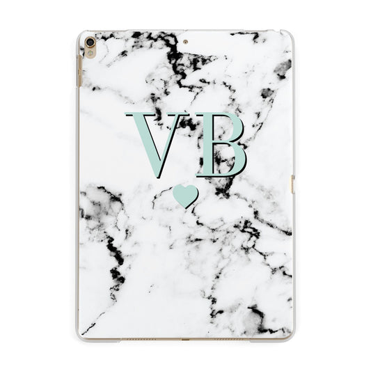 Personalised Mint Initialled Marble Heart Apple iPad Gold Case