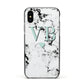 Personalised Mint Initialled Marble Heart Apple iPhone Xs Impact Case Black Edge on Black Phone
