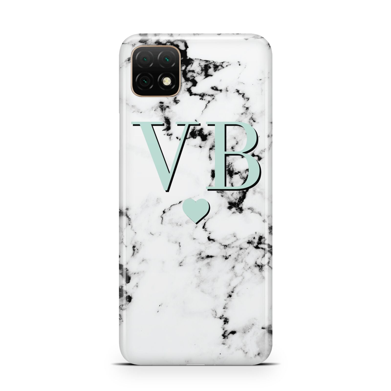 Personalised Mint Initialled Marble Heart Huawei Enjoy 20 Phone Case