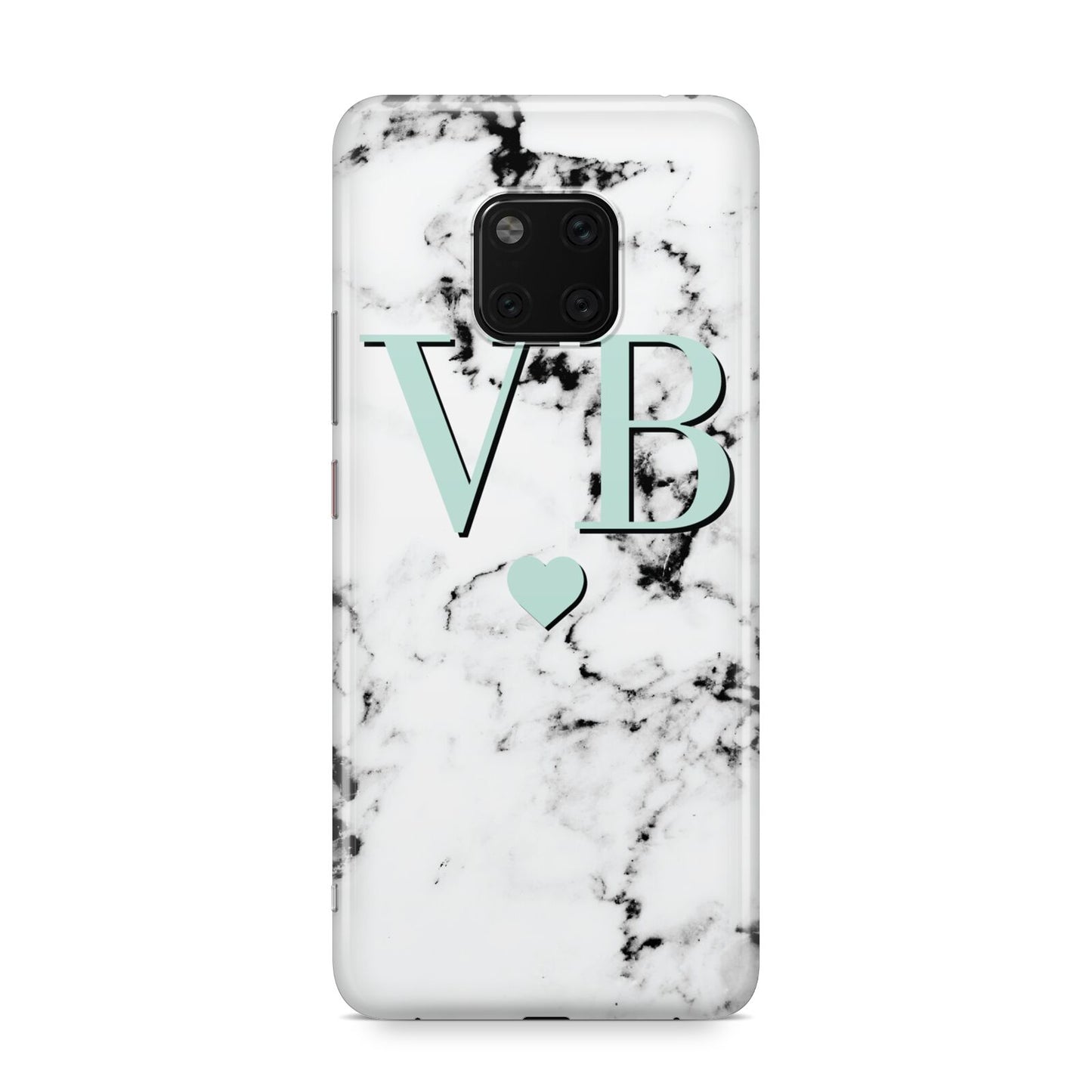 Personalised Mint Initialled Marble Heart Huawei Mate 20 Pro Phone Case