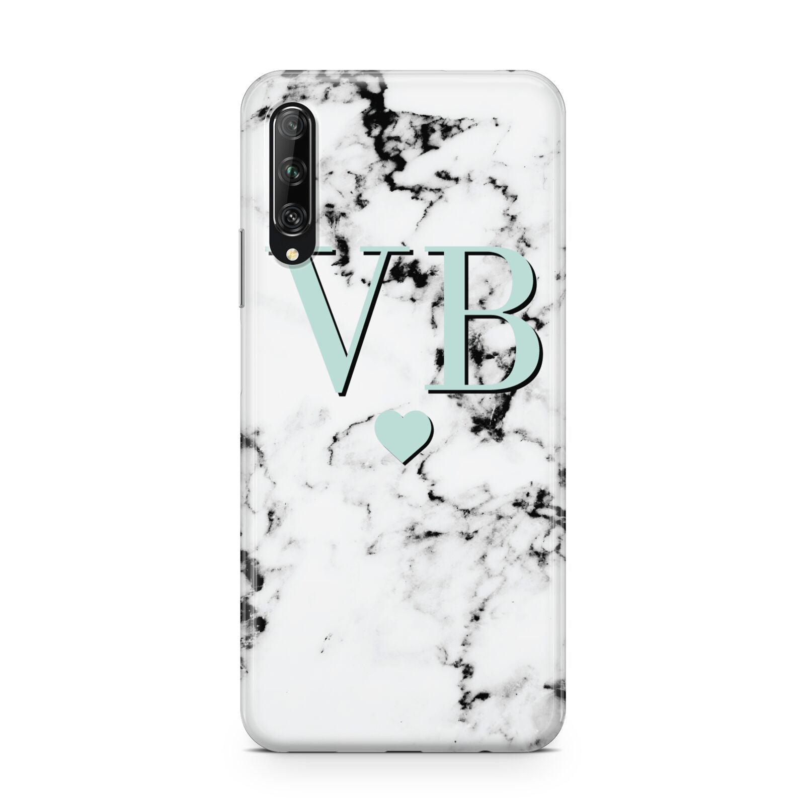 Personalised Mint Initialled Marble Heart Huawei P Smart Pro 2019