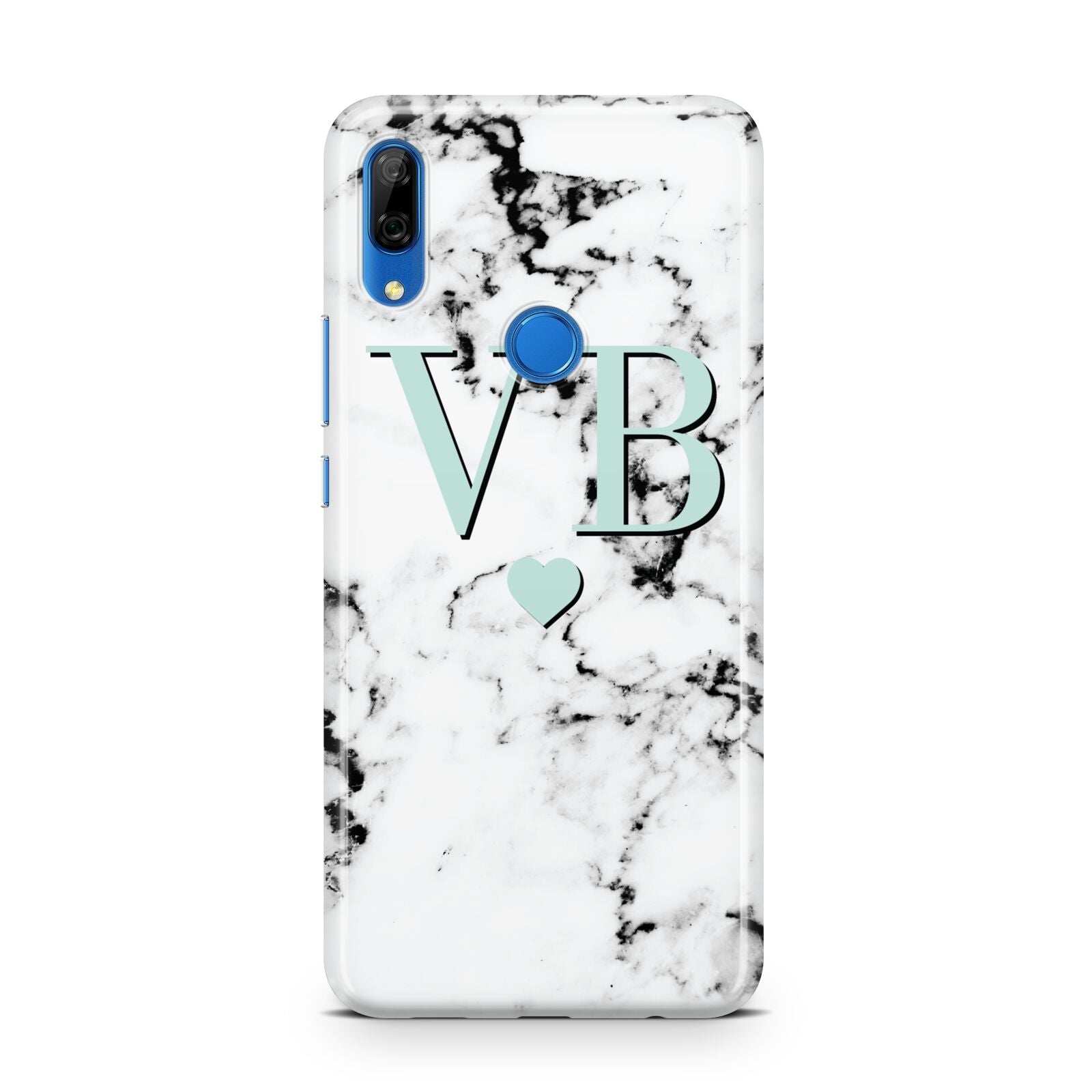 Personalised Mint Initialled Marble Heart Huawei P Smart Z