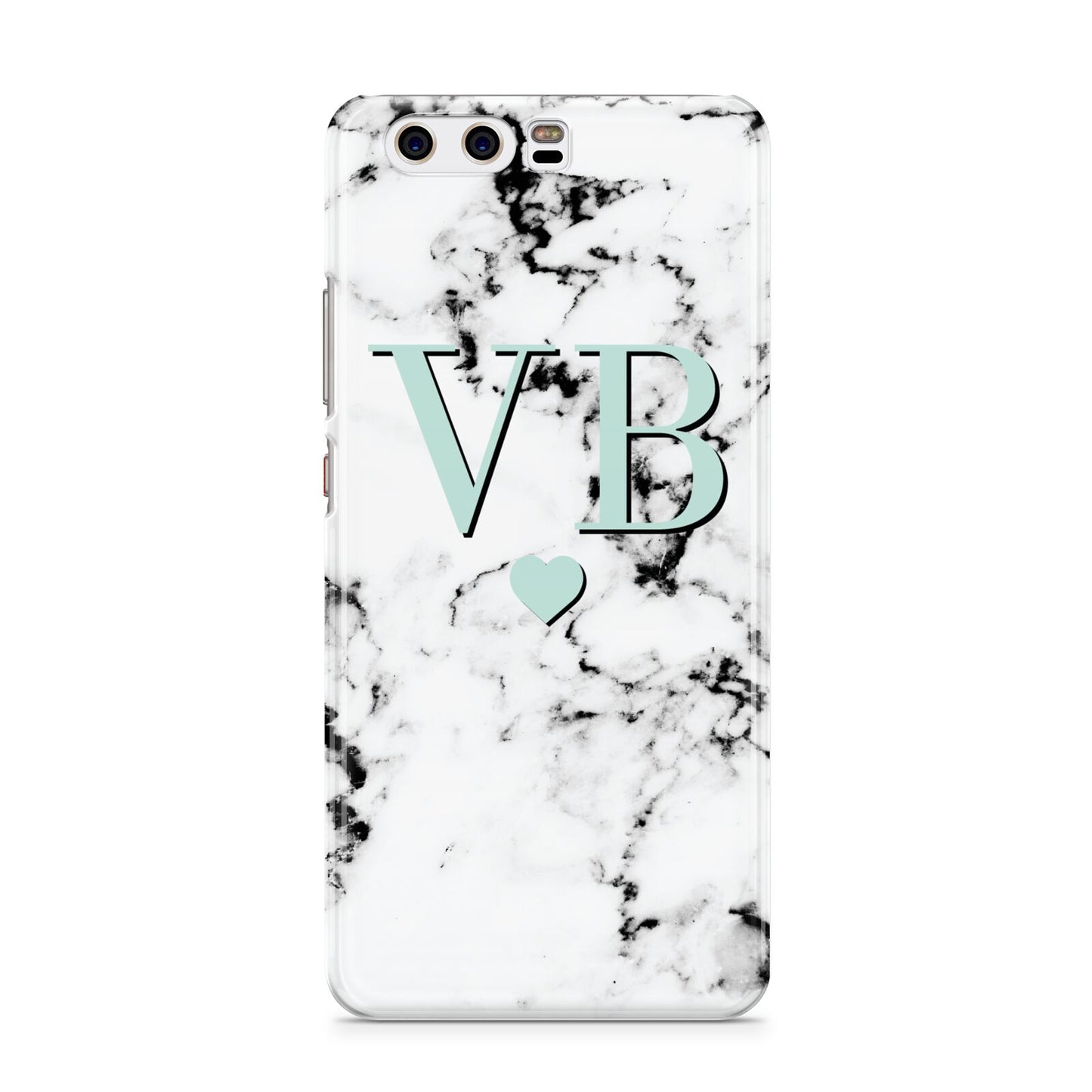 Personalised Mint Initialled Marble Heart Huawei P10 Phone Case