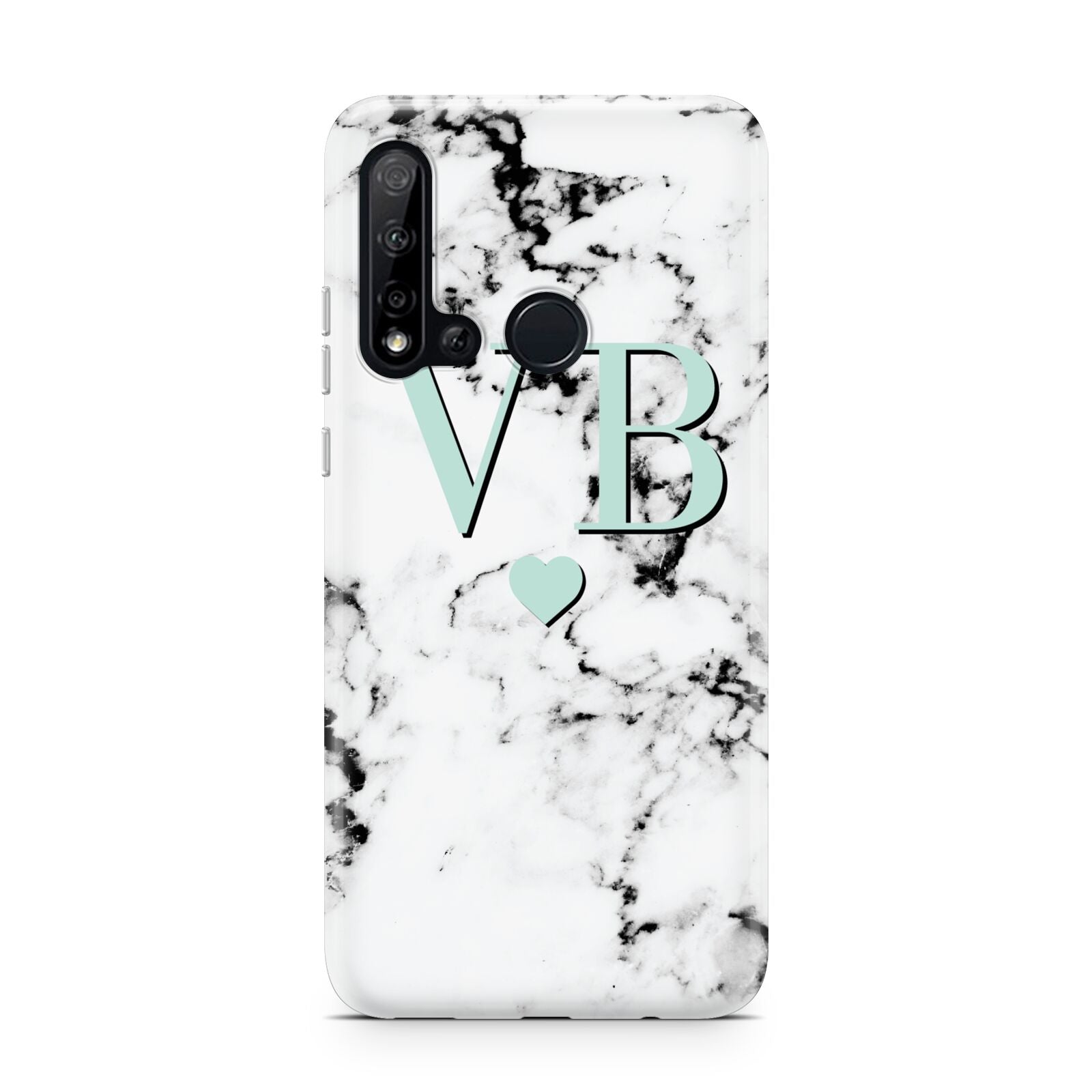 Personalised Mint Initialled Marble Heart Huawei P20 Lite 5G Phone Case