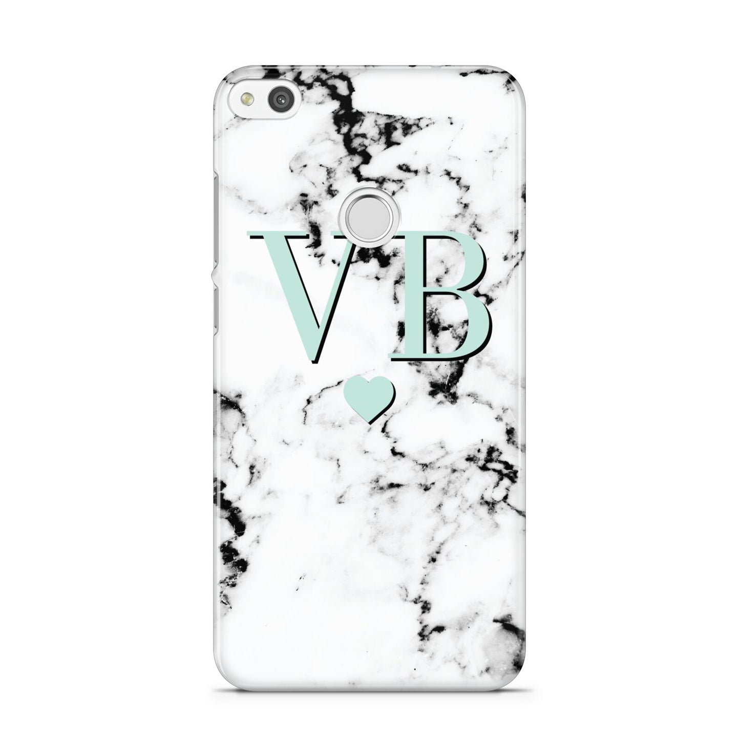 Personalised Mint Initialled Marble Heart Huawei P8 Lite Case