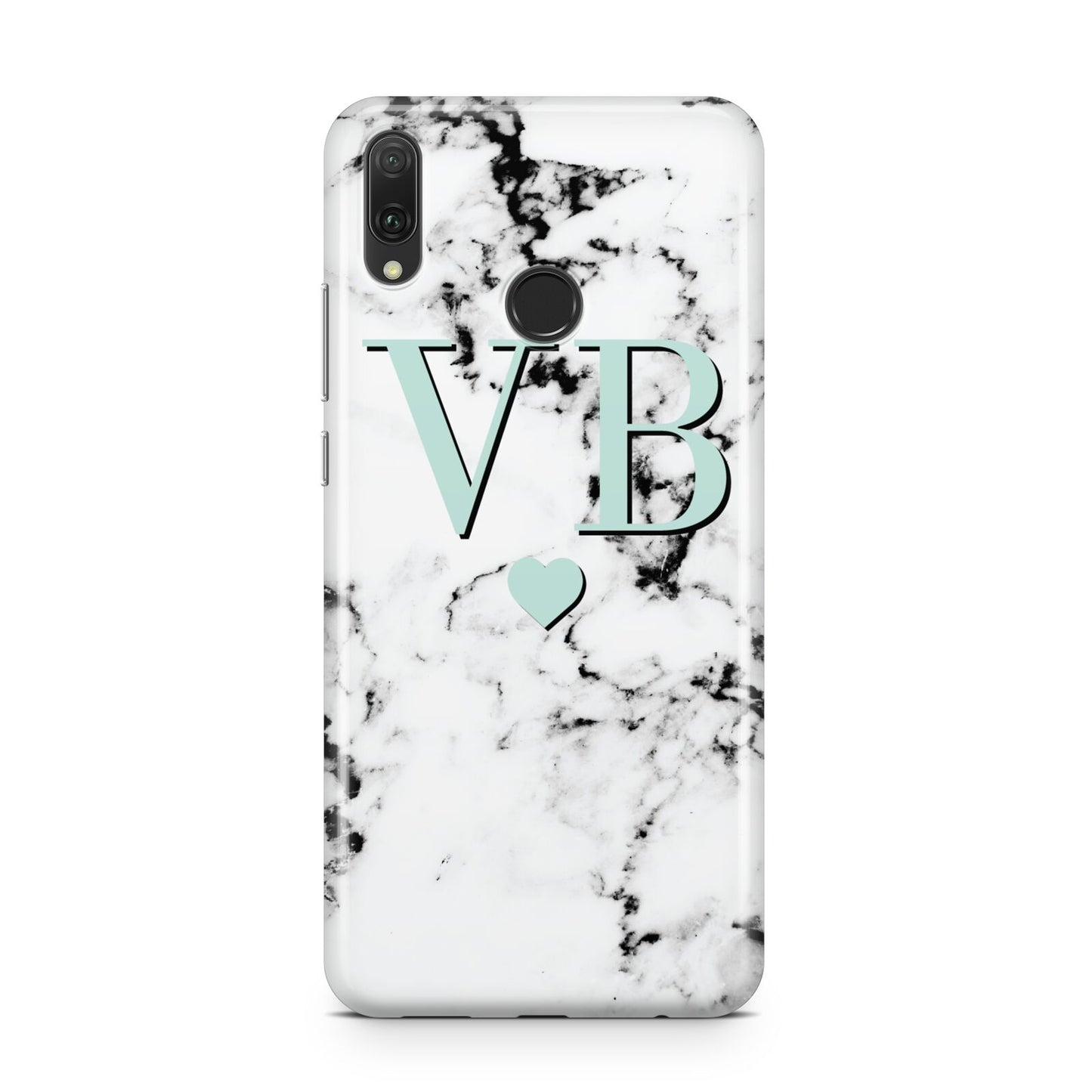 Personalised Mint Initialled Marble Heart Huawei Y9 2019