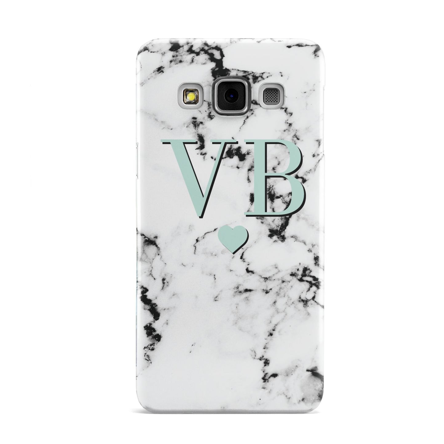 Personalised Mint Initialled Marble Heart Samsung Galaxy A3 Case