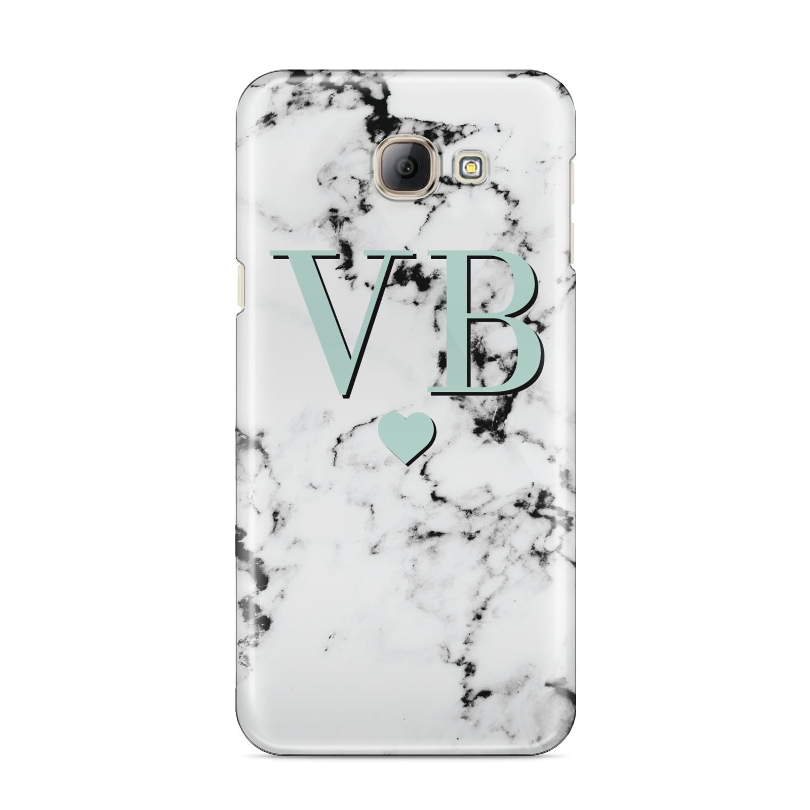 Personalised Mint Initialled Marble Heart Samsung Galaxy A8 2016 Case