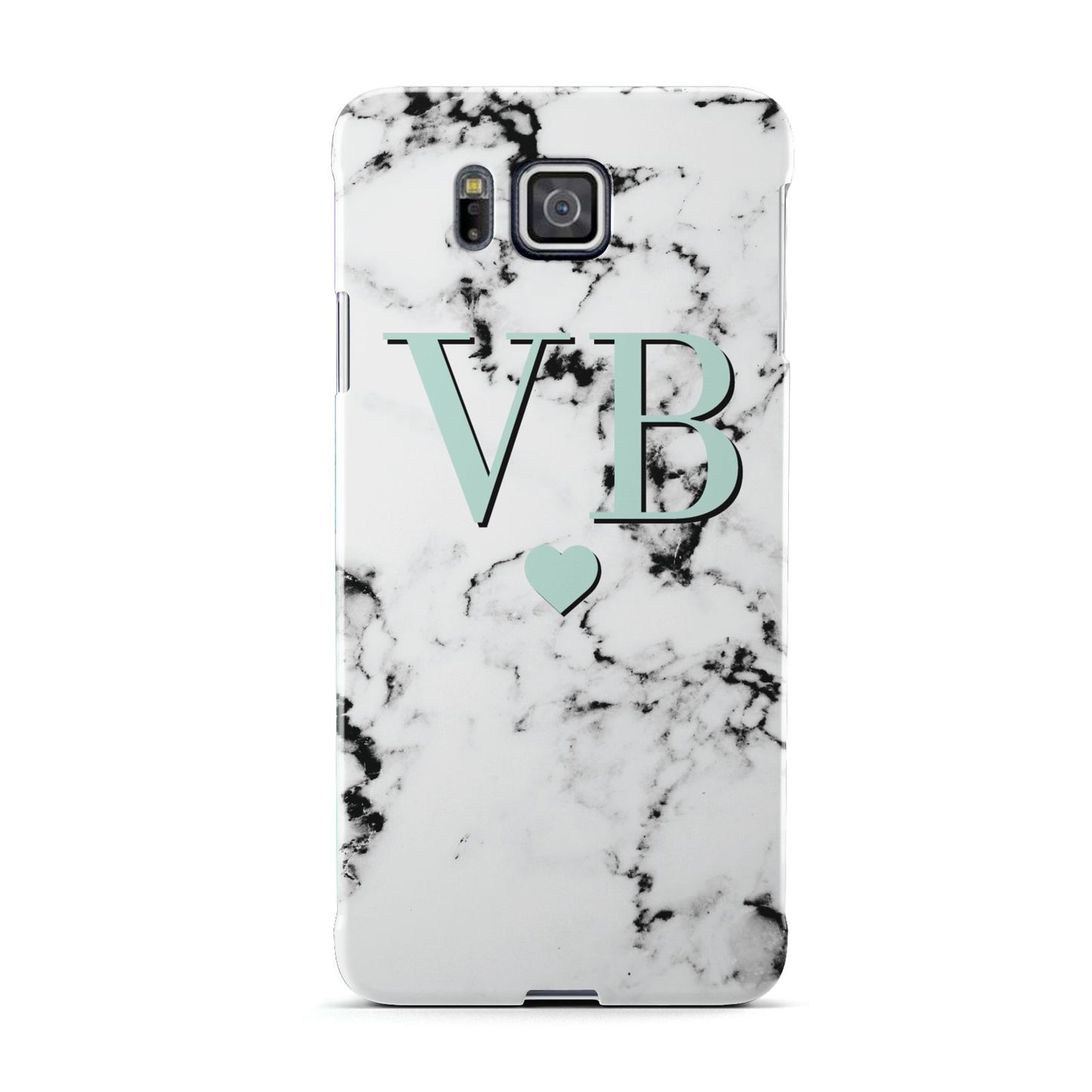 Personalised Mint Initialled Marble Heart Samsung Galaxy Alpha Case