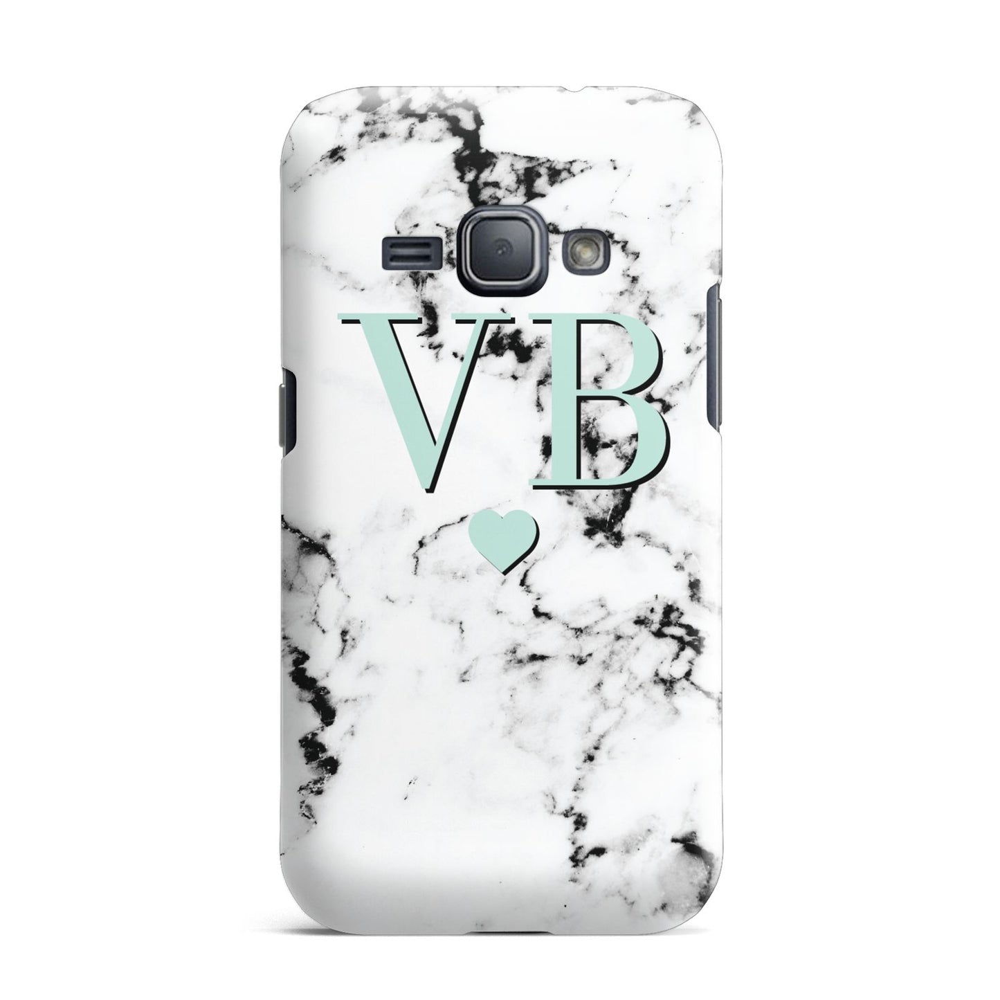 Personalised Mint Initialled Marble Heart Samsung Galaxy J1 2016 Case