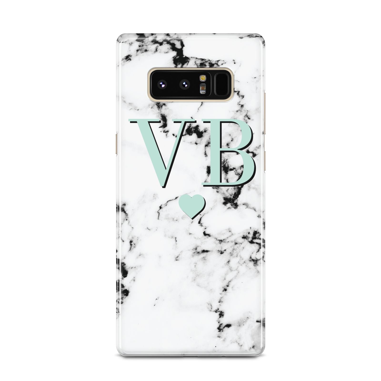 Personalised Mint Initialled Marble Heart Samsung Galaxy Note 8 Case