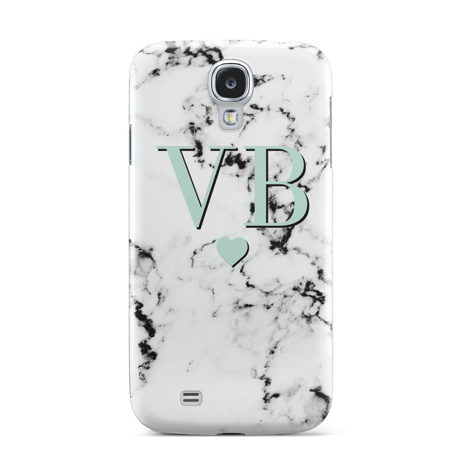 Personalised Mint Initialled Marble Heart Samsung Galaxy S4 Case