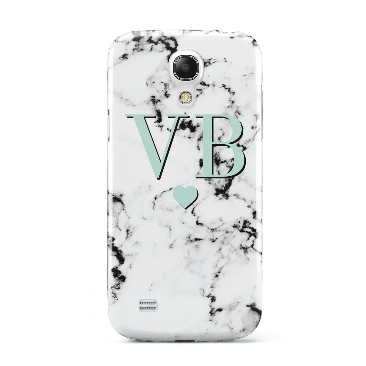 Personalised Mint Initialled Marble Heart Samsung Galaxy S4 Mini Case
