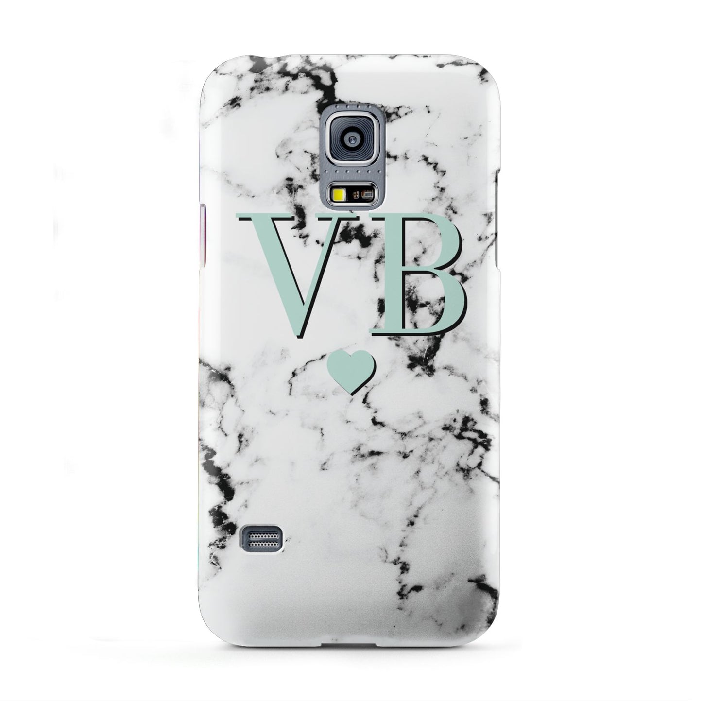 Personalised Mint Initialled Marble Heart Samsung Galaxy S5 Mini Case