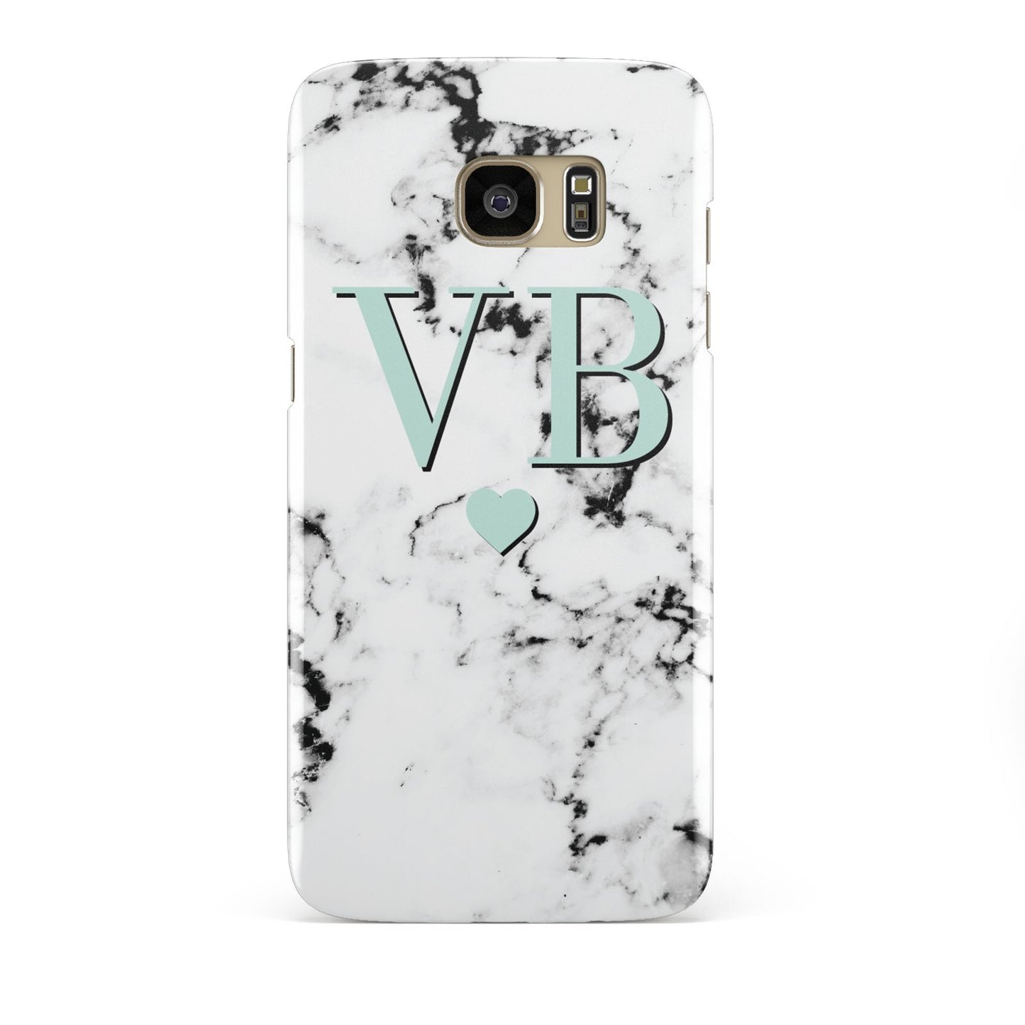 Personalised Mint Initialled Marble Heart Samsung Galaxy S7 Edge Case