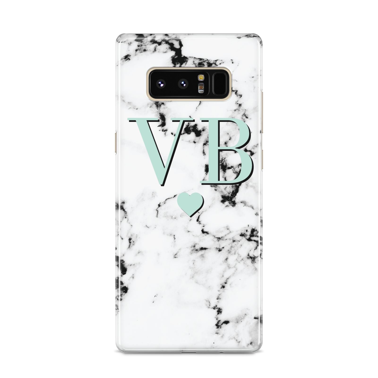 Personalised Mint Initialled Marble Heart Samsung Galaxy S8 Case