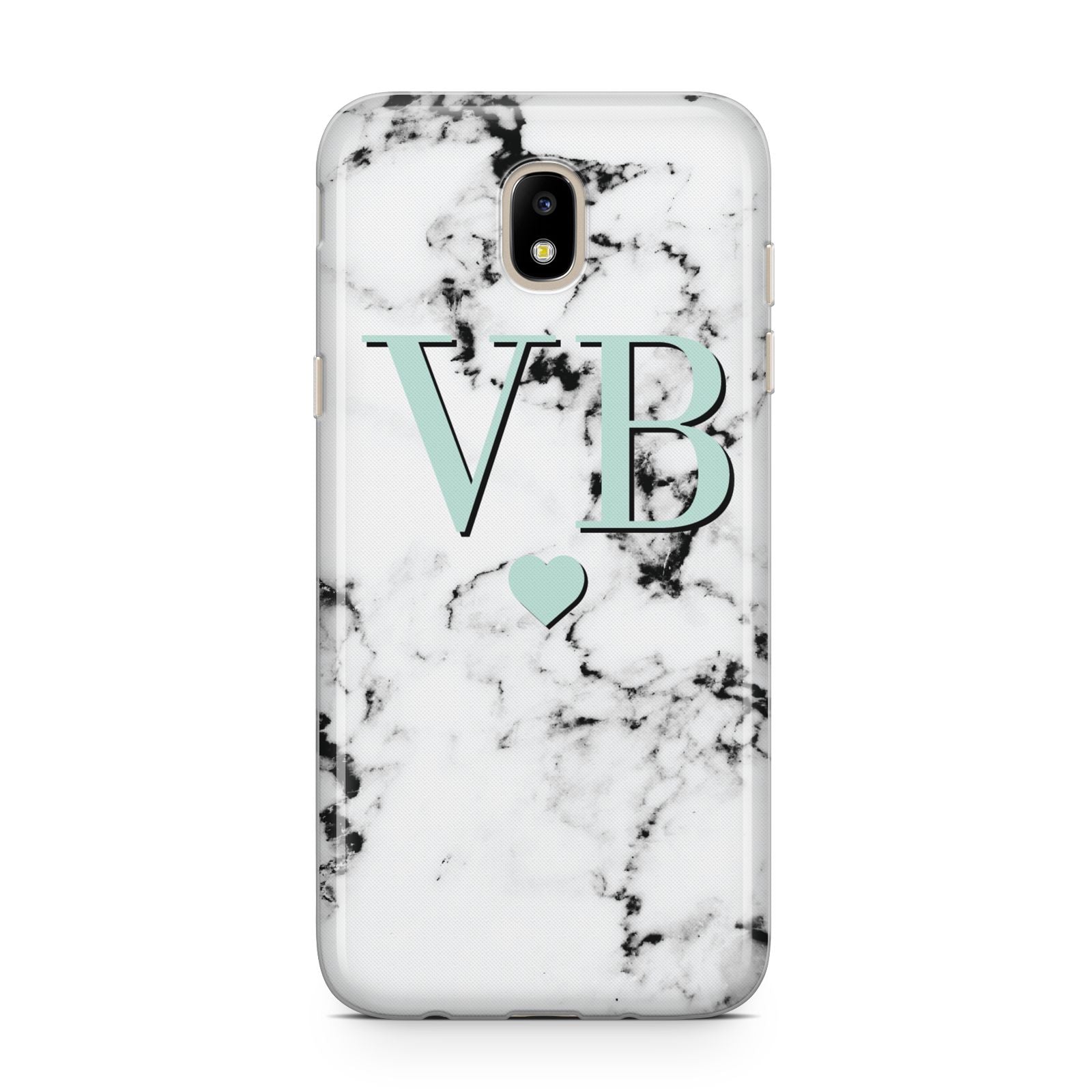 Personalised Mint Initialled Marble Heart Samsung J5 2017 Case