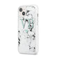 Personalised Mint Initialled Marble Heart iPhone 14 Plus Clear Tough Case Starlight Angled Image