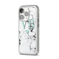Personalised Mint Initialled Marble Heart iPhone 14 Pro Glitter Tough Case Silver Angled Image