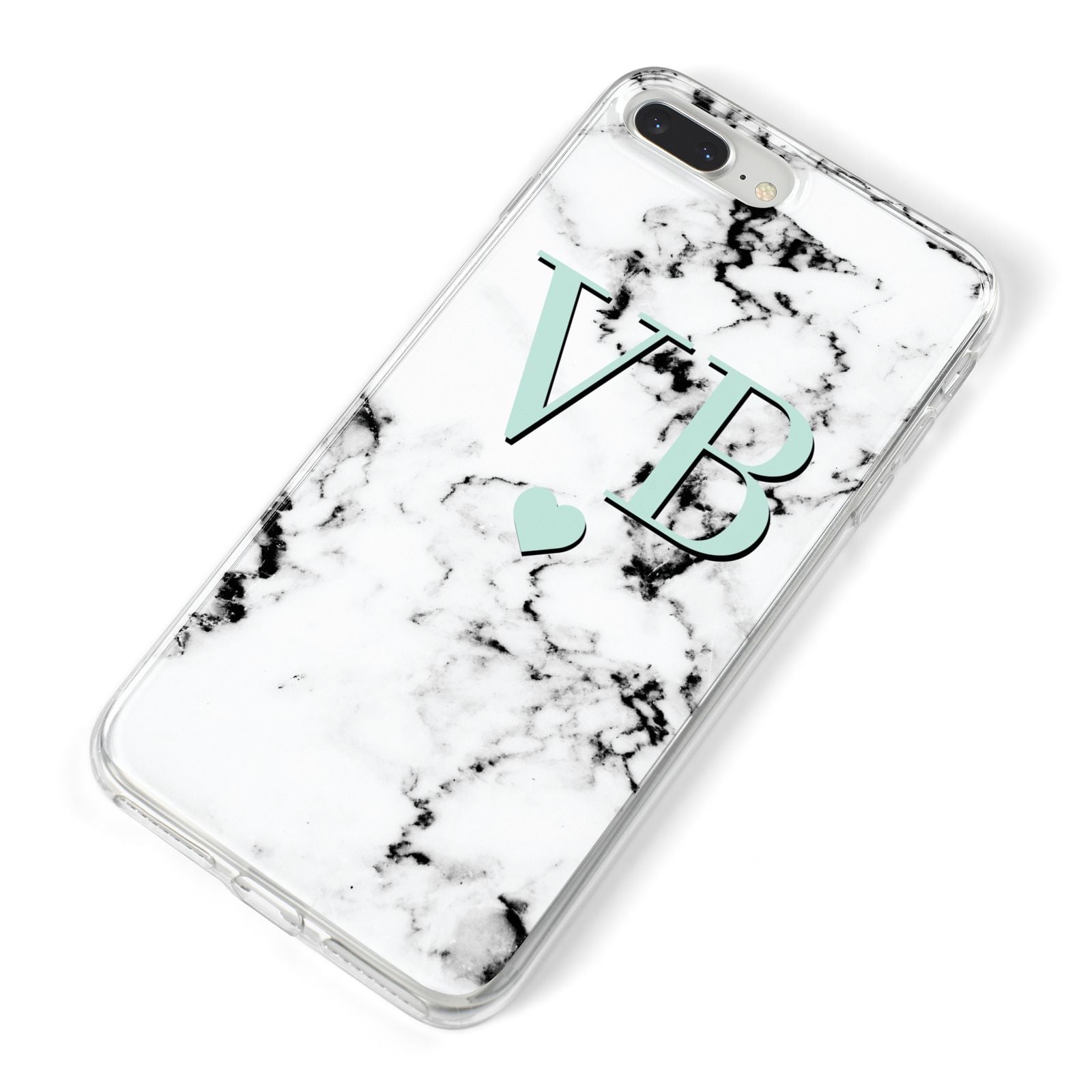 Personalised Mint Initialled Marble Heart iPhone 8 Plus Bumper Case on Silver iPhone Alternative Image