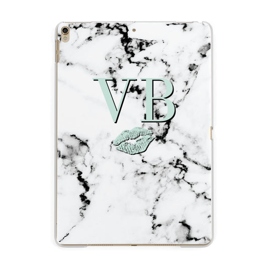 Personalised Mint Lips Initials Marble Apple iPad Gold Case
