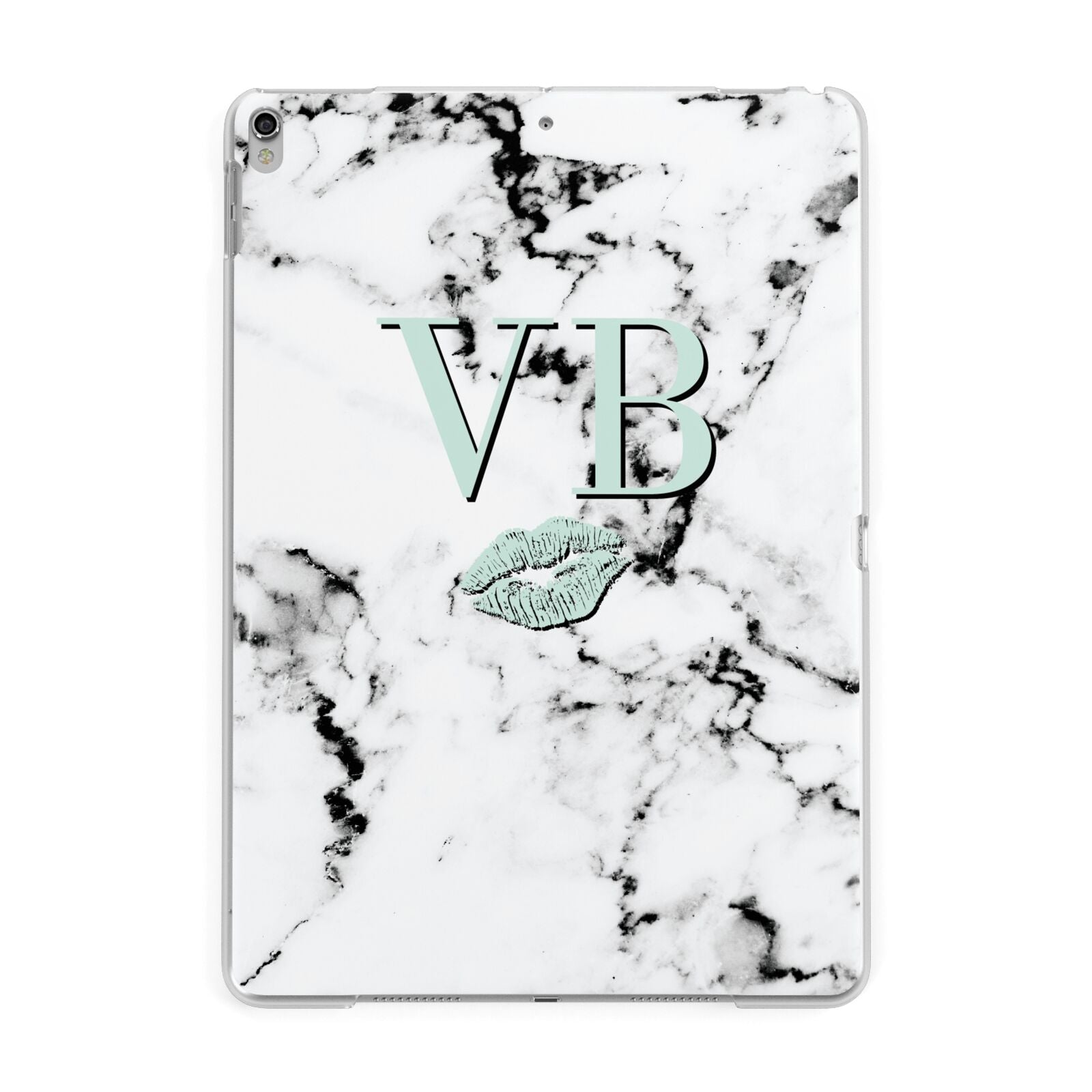 Personalised Mint Lips Initials Marble Apple iPad Silver Case
