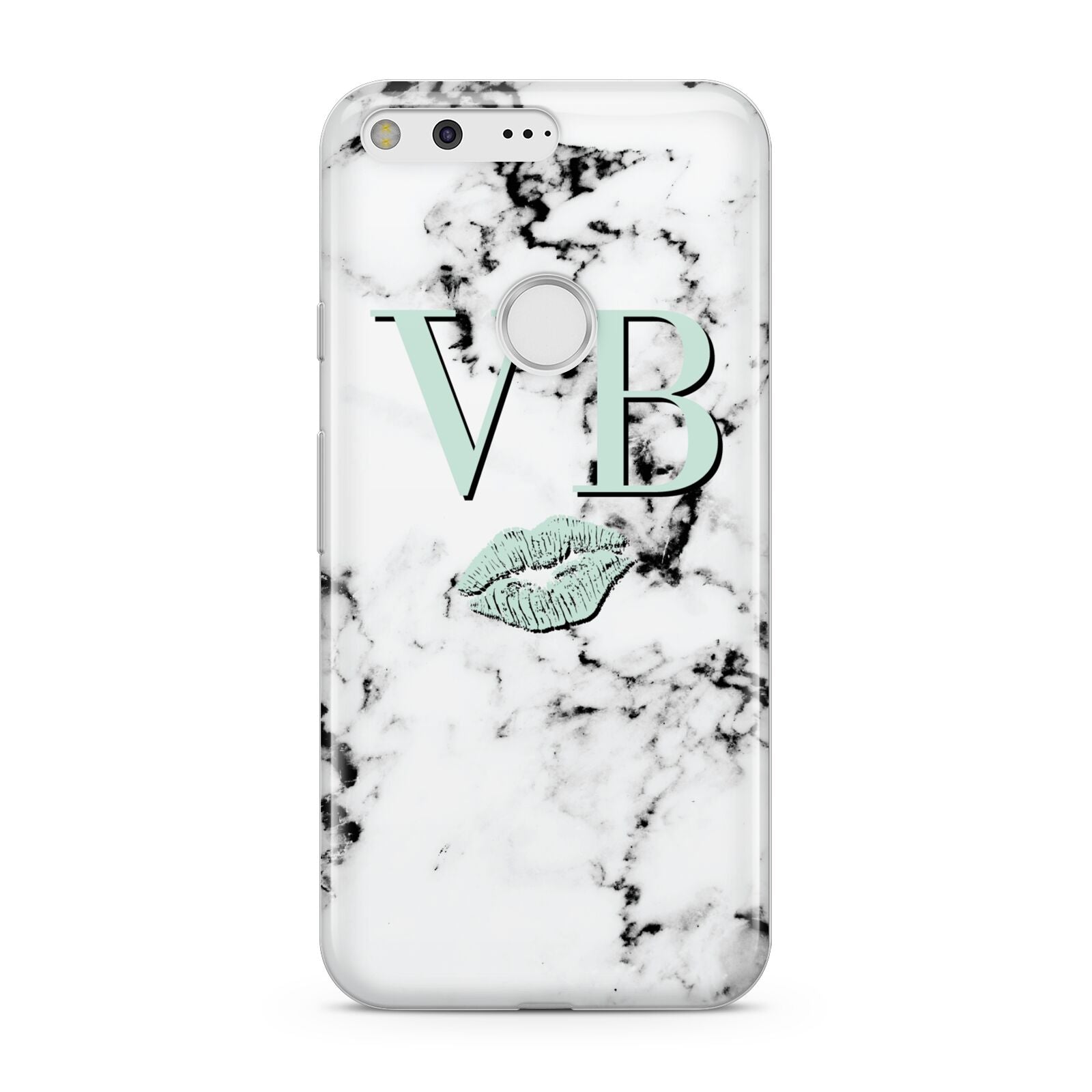 Personalised Mint Lips Initials Marble Google Pixel Case