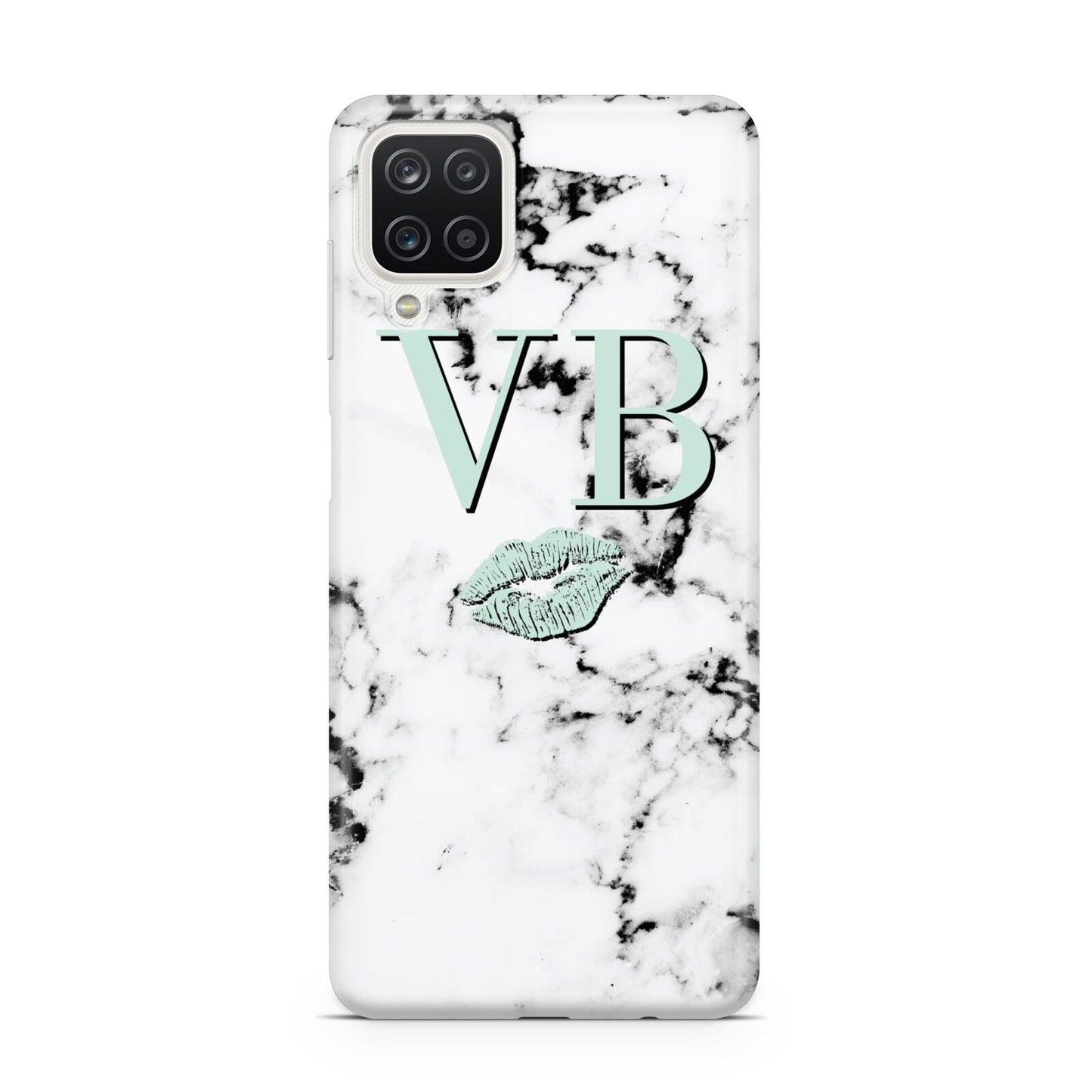 Personalised Mint Lips Initials Marble Samsung A12 Case