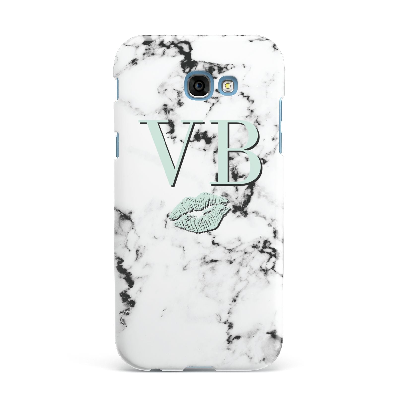 Personalised Mint Lips Initials Marble Samsung Galaxy A7 2017 Case
