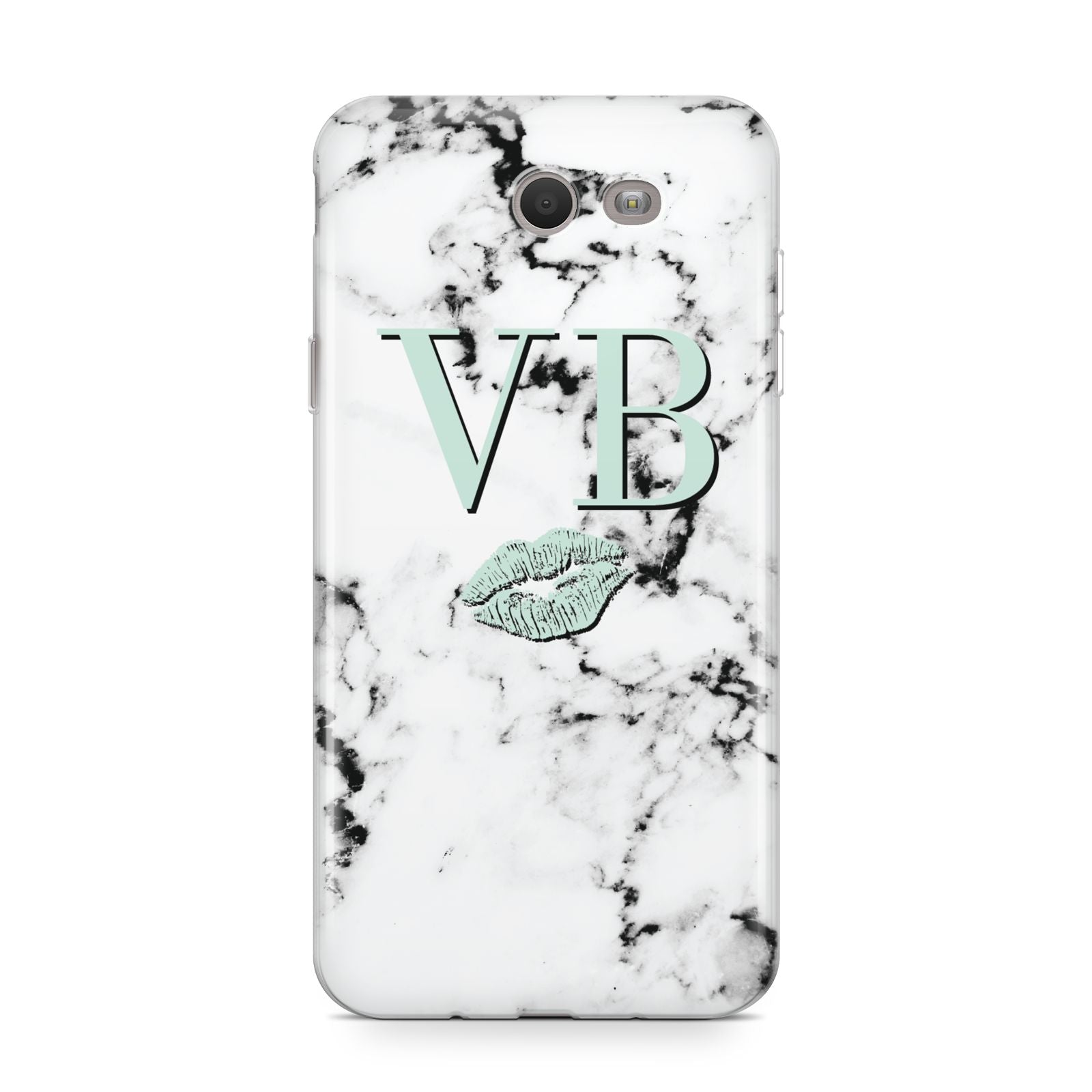 Personalised Mint Lips Initials Marble Samsung Galaxy J7 2017 Case