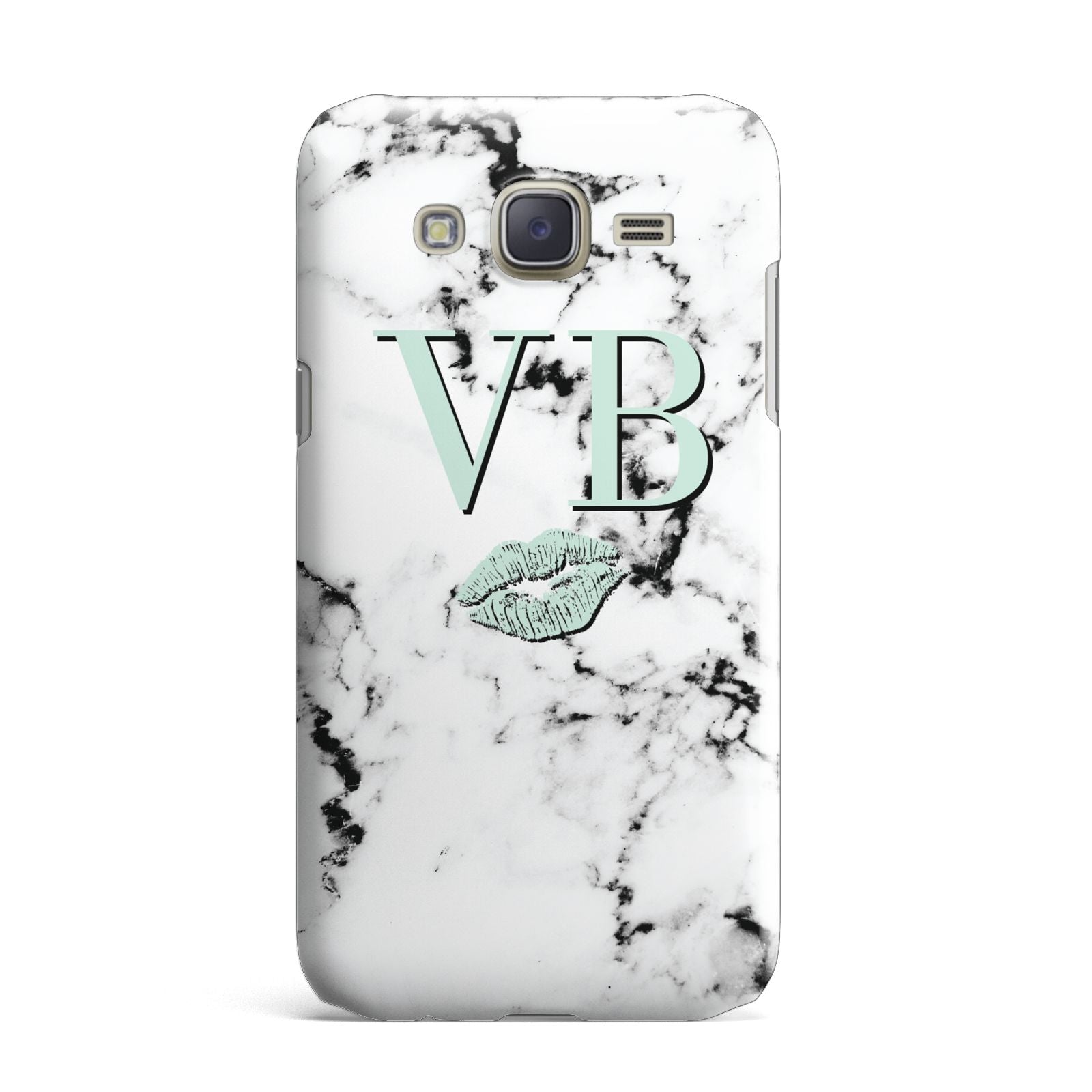 Personalised Mint Lips Initials Marble Samsung Galaxy J7 Case