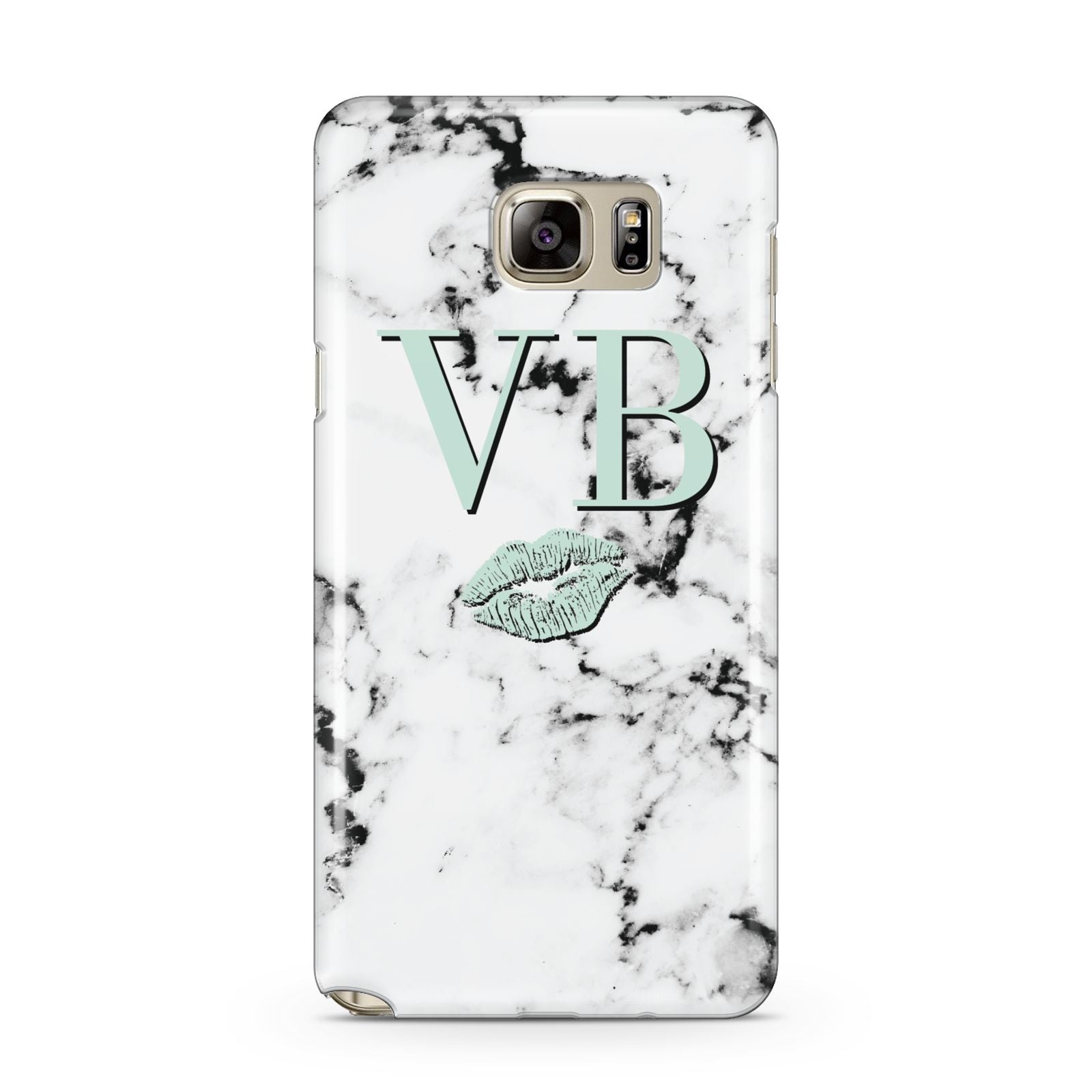 Personalised Mint Lips Initials Marble Samsung Galaxy Note 5 Case