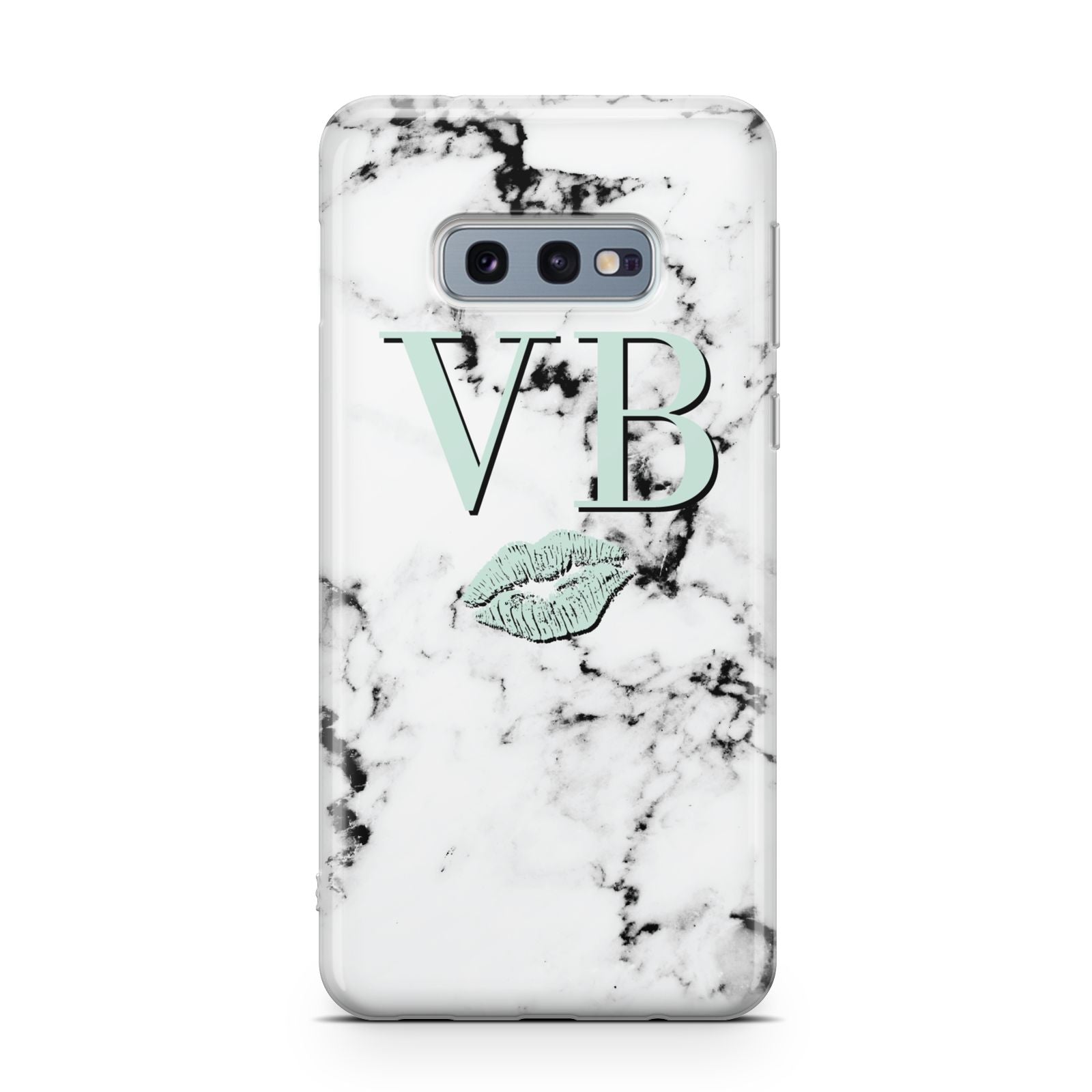 Personalised Mint Lips Initials Marble Samsung Galaxy S10E Case