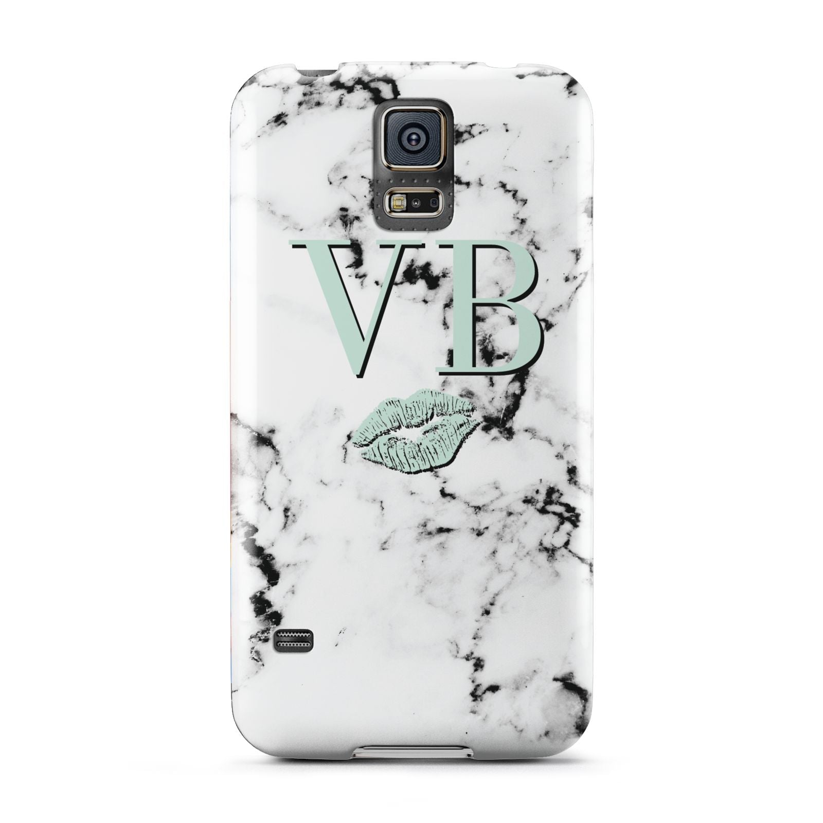 Personalised Mint Lips Initials Marble Samsung Galaxy S5 Case
