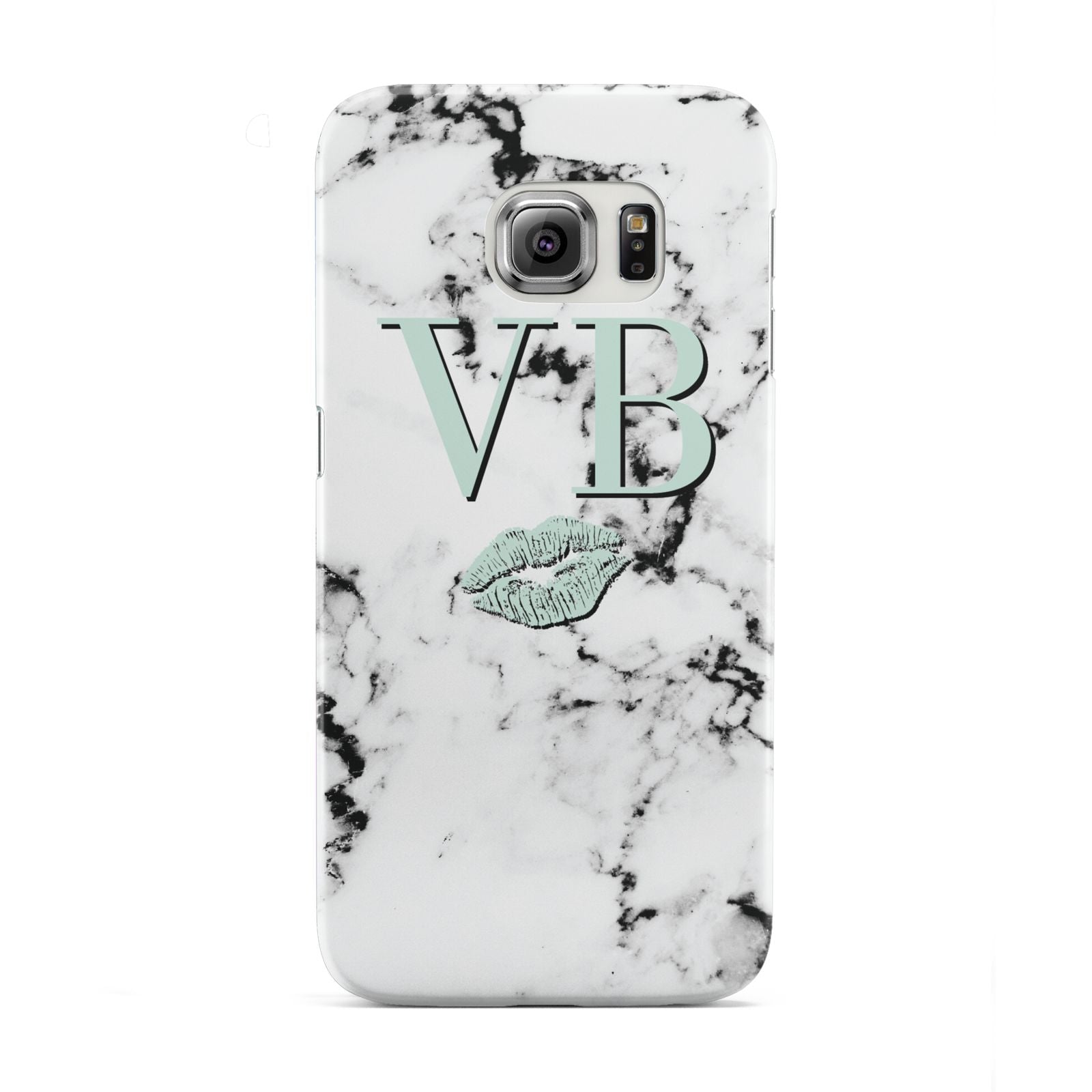 Personalised Mint Lips Initials Marble Samsung Galaxy S6 Edge Case