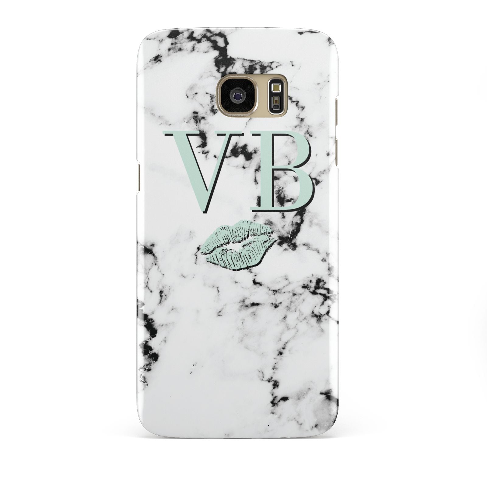 Personalised Mint Lips Initials Marble Samsung Galaxy S7 Edge Case