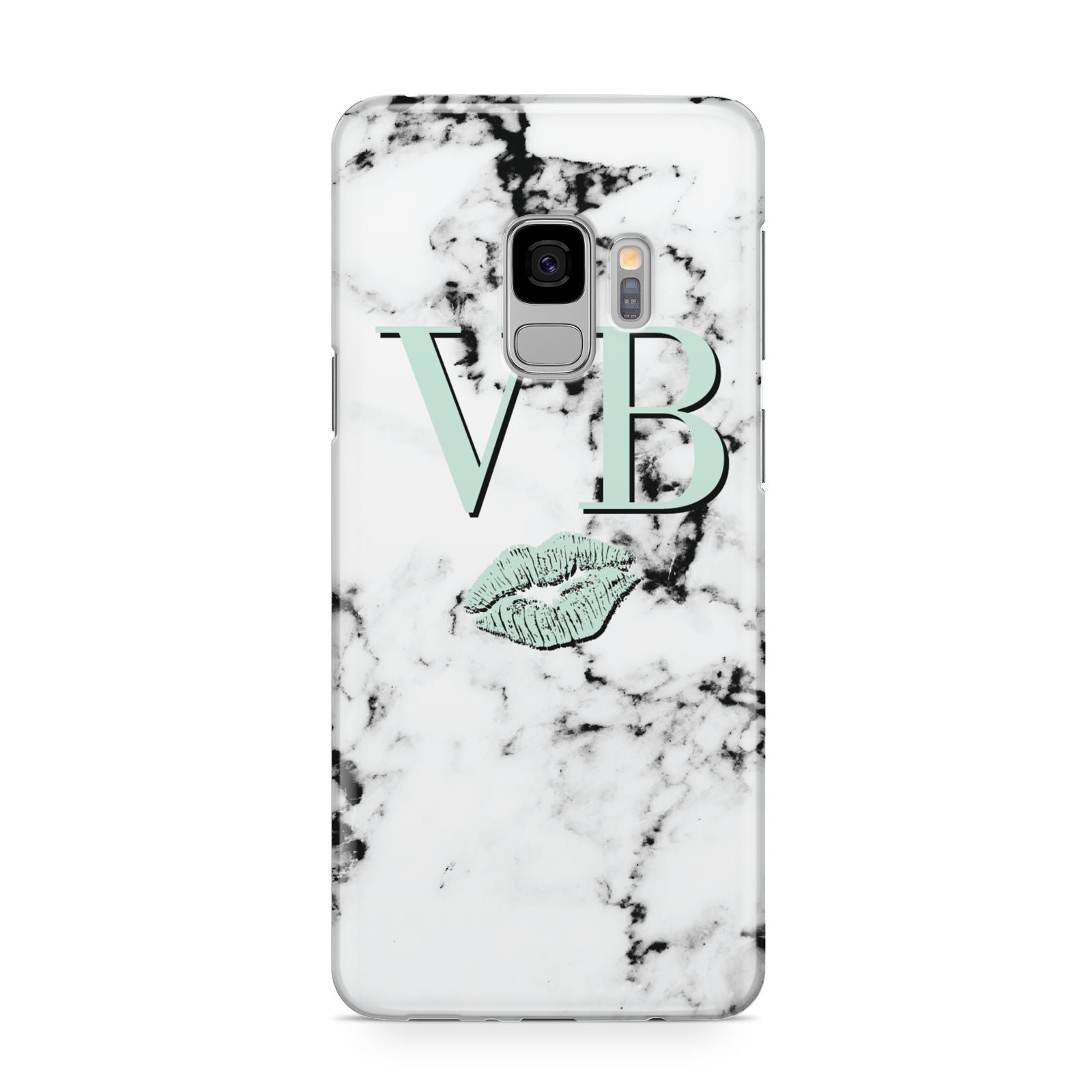 Personalised Mint Lips Initials Marble Samsung Galaxy S9 Case