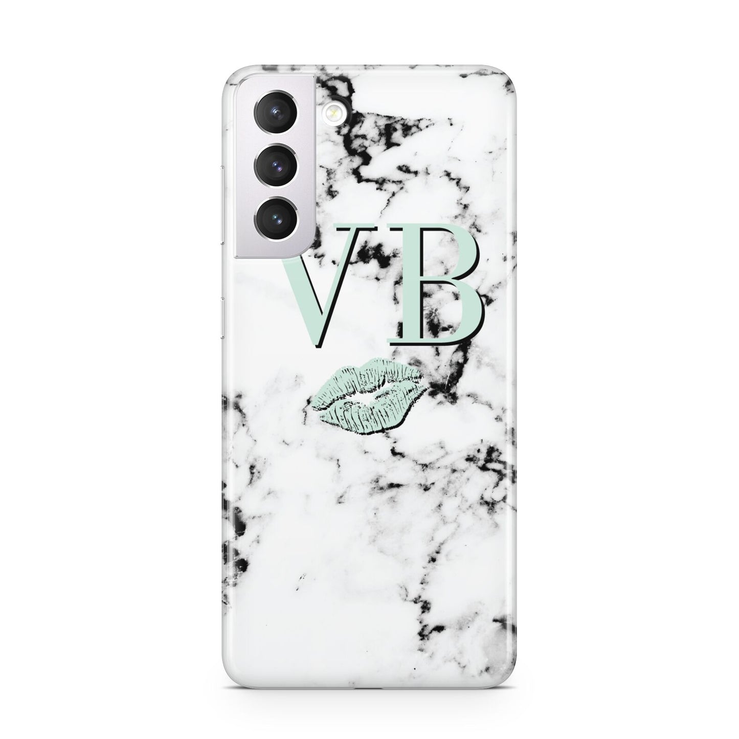 Personalised Mint Lips Initials Marble Samsung S21 Case